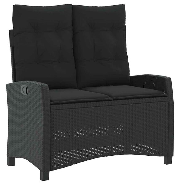 VidaXL 2 darabos kerti bútor szett párnákkal, fekete, polyrattan