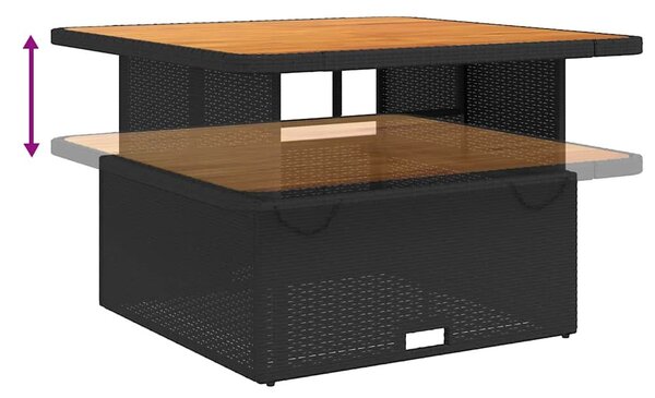 VidaXL 2 darabos kerti bútor szett párnákkal, fekete, polyrattan