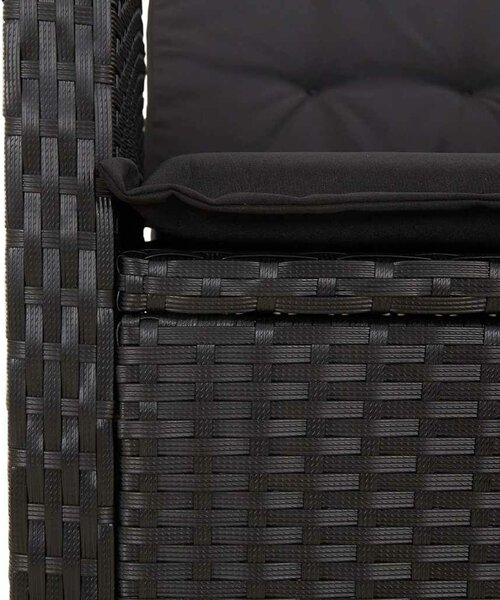 VidaXL 2 darabos kerti bútor szett párnákkal, fekete, polyrattan
