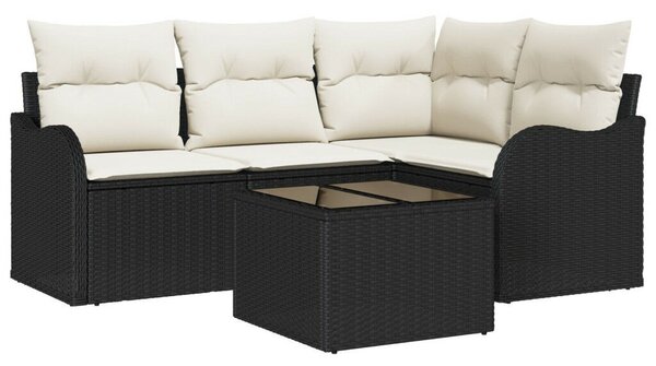 4 részes kerti kanapé szett párnákkal barna poli rattan, 2 fős kerti kanapé tárolóval &amp; párnákkal fekete poli rattan