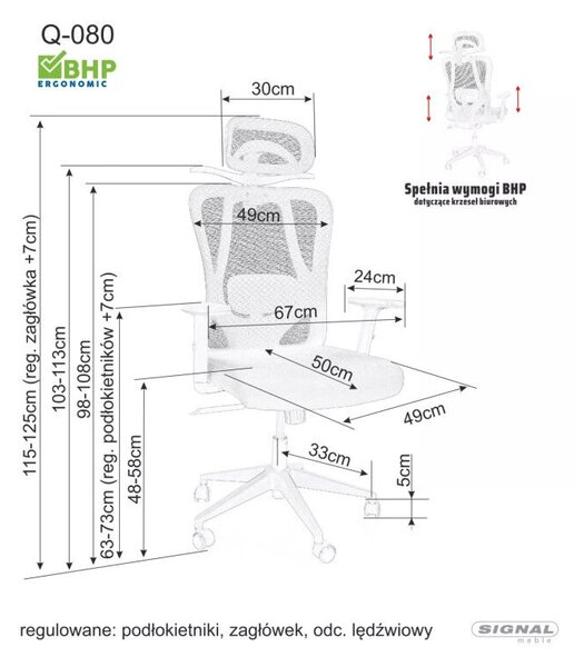Q-080M Ergonomikus Forgószék Szürke