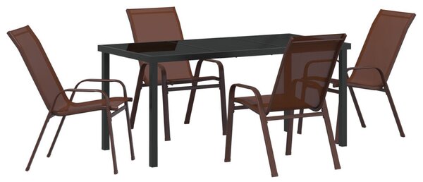 5 darabos Kerti Étkezőszett Barna Textilene és Acél