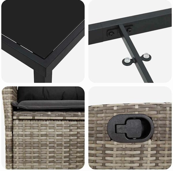 VidaXL Kert étkező szett 5 pcs Szürke polirattan