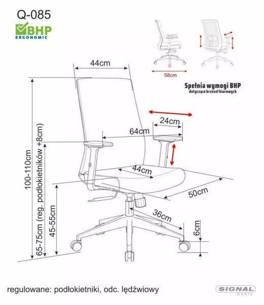 Q-085 ergonomikus forgószék fekete műbőr multiblock mechanizmussal