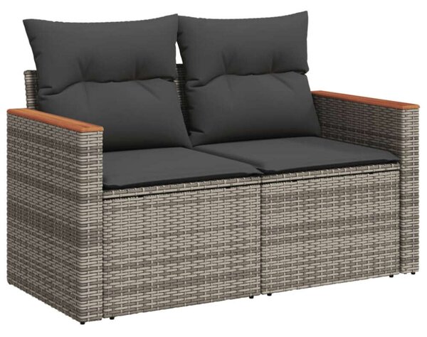 VidaXL 9-részes szürke polyrattan kerti ülőgarnitúra párnákkal