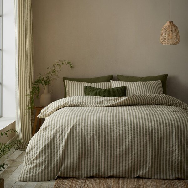 Zöld egyszemélyes ágyneműhuzat 135x200 cm Cotton Rich Woven Stripe – Pineapple Elephant