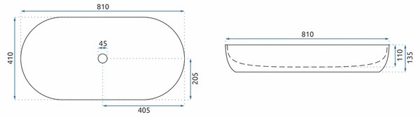 Rea Cleo, asztali mosogató 810x410x135 mm, fehér fényes, REA-U0563
