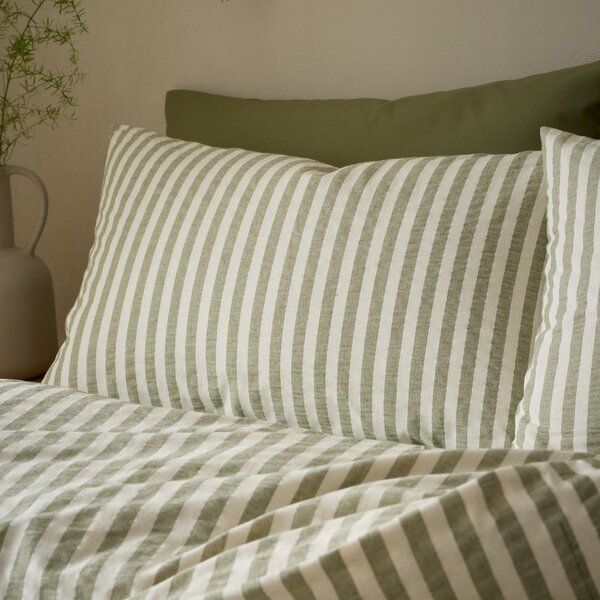 Zöld egyszemélyes ágyneműhuzat 135x200 cm Cotton Rich Woven Stripe – Pineapple Elephant
