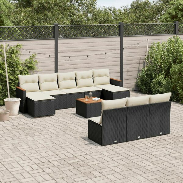 VidaXL Polyrattan Kerti Ülőgarnitúra - 11 részes - Fekete