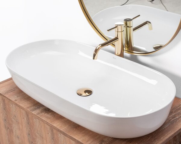 Rea Cleo, asztali mosogató 810x410x135 mm, fehér fényes, REA-U0563