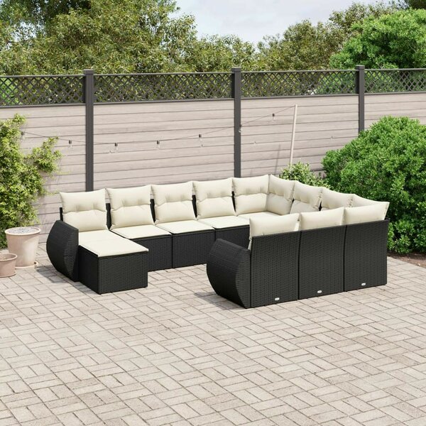 VidaXL Polyrattan Kerti Ülőgarnitúra - 11 részes - Fekete