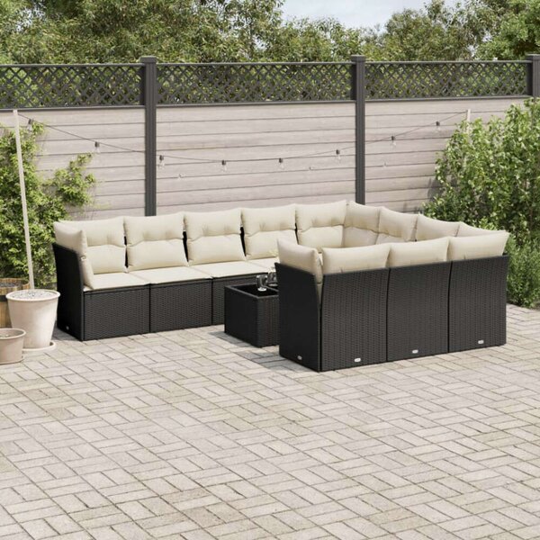 VidaXL Polyrattan Kerti Ülőgarnitúra - 11 részes - Fekete