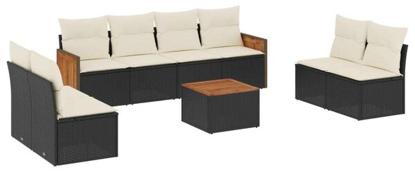 VidaXL Polyrattan Kerti Ülőgarnitúra - 9 részes - Fekete