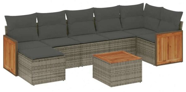 VidaXL 8-részes szürke polyrattan kerti ülőgarnitúra párnákkal
