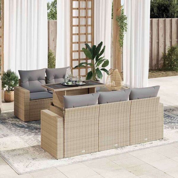 VidaXL Polyrattan Kerti Ülőgarnitúra - 6 részes - Bézs