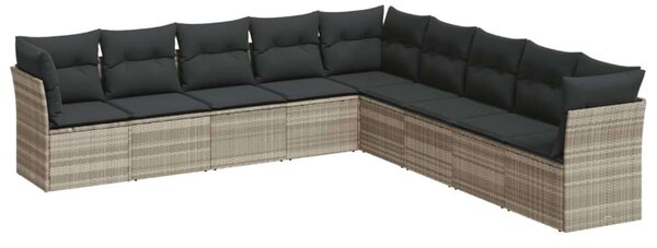 VidaXL Polyrattan Kerti Ülőgarnitúra - 9 részes, Világosszürke