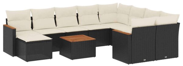VidaXL Polyrattan Kerti Ülőgarnitúra - 11 részes - Fekete