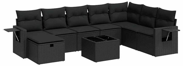 VidaXL Polyrattan Kerti Ülőgarnitúra - 9 részes - Fekete