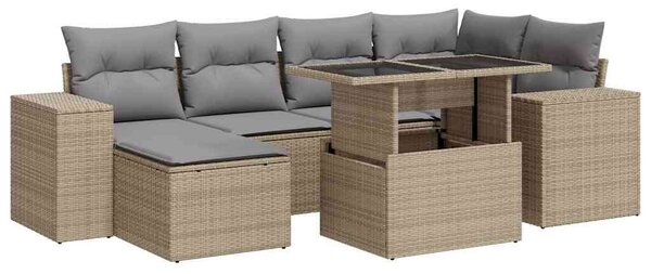VidaXL Polyrattan Kerti Ülőgarnitúra - 7 részes - Bézs