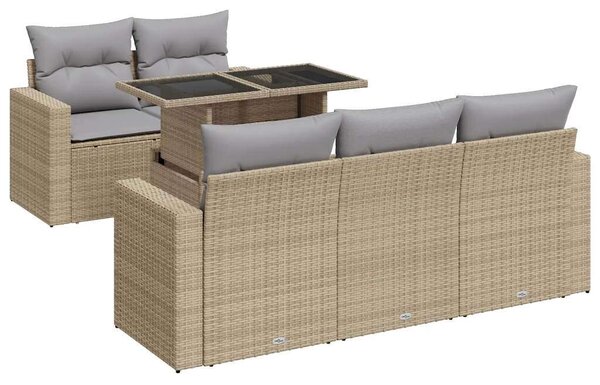 VidaXL Polyrattan Kerti Ülőgarnitúra - 6 részes - Bézs
