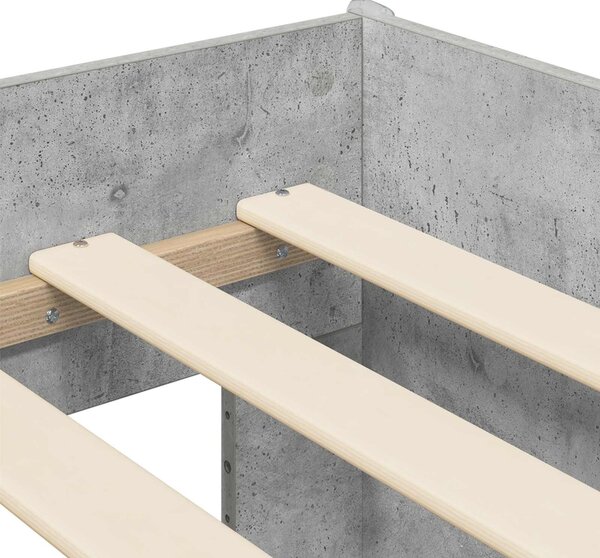 VidaXL Gyerekágy keret tárolóval Betonszürke 98.5 x 200 cm Szerelt Fa