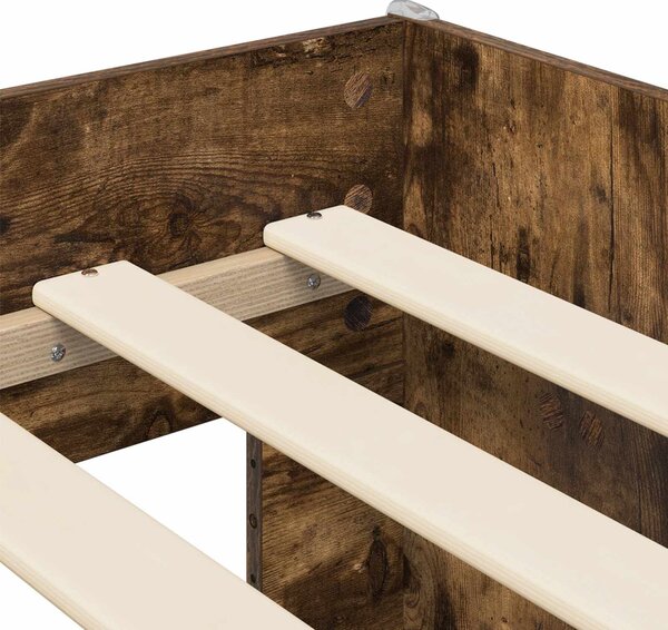 VidaXL Gyerekágy keret tárolóval Füstös Tölgy 75 x 190 cm Szerelt Fa