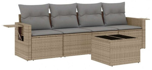 VidaXL - 5 Részes Kerti Ülőgarnitúra - Polyrattan - Bézs