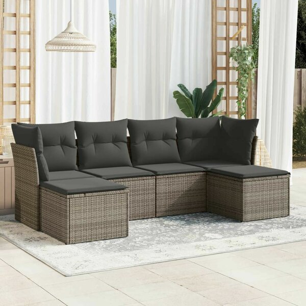 VidaXL Polyrattan Kerti Ülőgarnitúra - 6 részes - Szürke