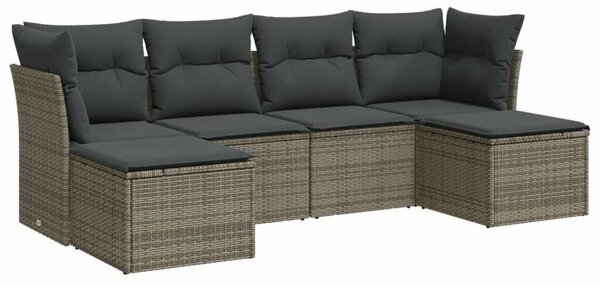 VidaXL Polyrattan Kerti Ülőgarnitúra - 6 részes - Szürke