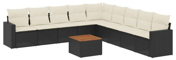 VidaXL Polyrattan Kerti Ülőgarnitúra - 10 részes - Fekete