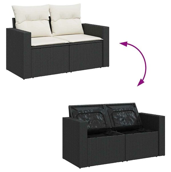 VidaXL Polyrattan Kerti Ülőgarnitúra - 10 részes - Fekete