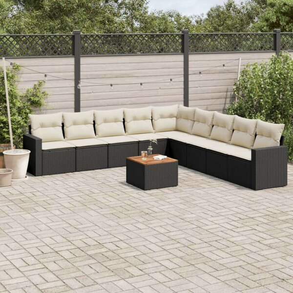 VidaXL Polyrattan Kerti Ülőgarnitúra - 10 részes - Fekete
