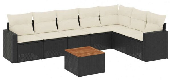 Polyrattan Kerti Ülőgarnitúra - 8 részes - Fekete