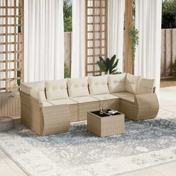 VidaXL Polyrattan Kerti Ülőgarnitúra - 8 részes - Bézs