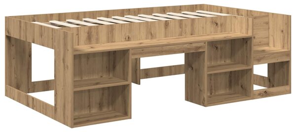 VidaXL Gyerekágy keret tárolóval Kézműves Tölgy 80 x 200 cm Szerelt Fa