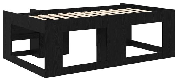 VidaXL Gyerekágy keret tárolóval Fekete Tölgy 90 x 200 cm Szerelt Fa