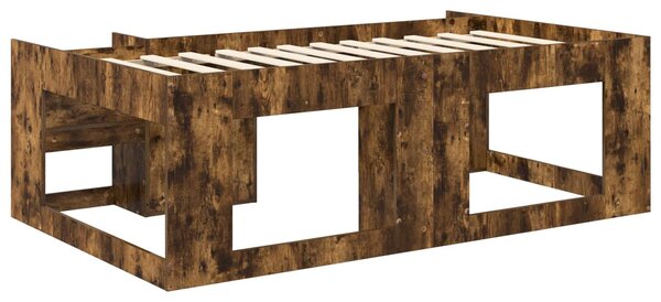 VidaXL Gyerekágy keret tárolóval Füstös Tölgy 75 x 190 cm Szerelt Fa