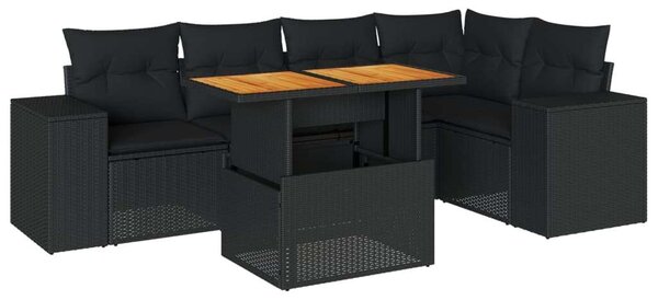 VidaXL Polyrattan Kerti Ülőgarnitúra - 6 részes - Fekete