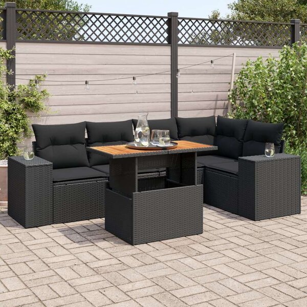 VidaXL Polyrattan Kerti Ülőgarnitúra - 6 részes - Fekete