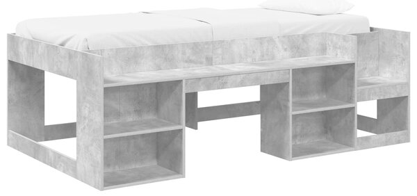 VidaXL Gyerekágy keret tárolóval Betonszürke 98.5 x 200 cm Szerelt Fa