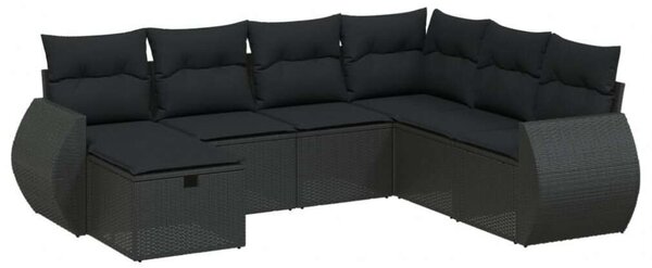 VidaXL Polyrattan Kerti Ülőgarnitúra - 7 részes - Fekete