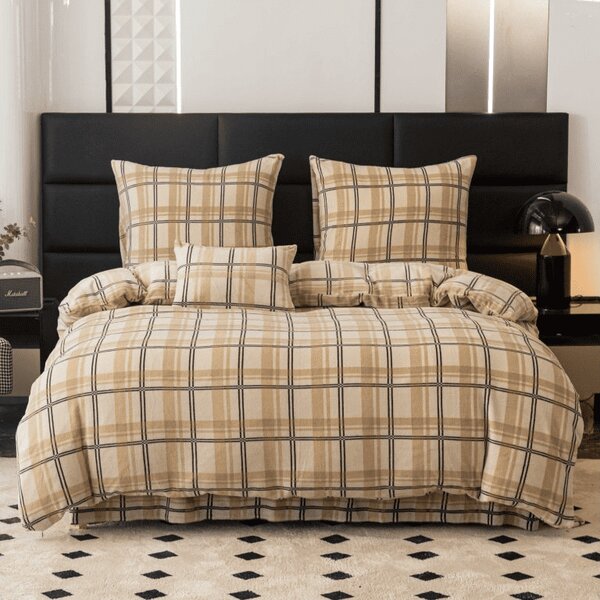 Mikroplüss ágyneműhuzat PLAID krémszínű Ágyneműhuzat mérete: 2 db 70 x 90 cm | 200 x 220 cm