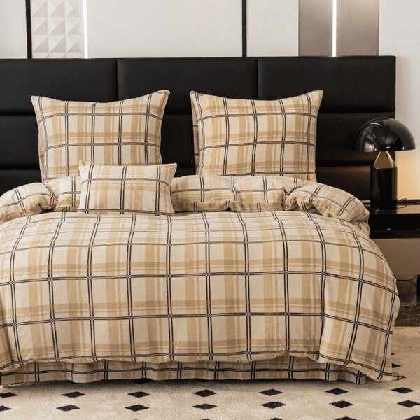 Mikroplüss ágyneműhuzat PLAID krémszínű Ágyneműhuzat mérete: 2 db 70 x 90 cm | 200 x 220 cm