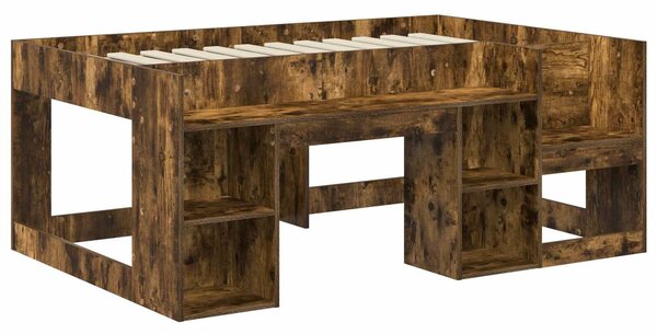 VidaXL Gyerekágy keret tárolóval Füstös Tölgy 80 x 160 cm Szerelt Fa