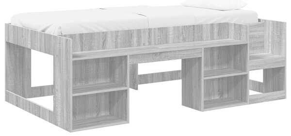VidaXL Gyerekágy keret tárolóval Szürke Sonoma 80 x 200 cm Szerelt Fa