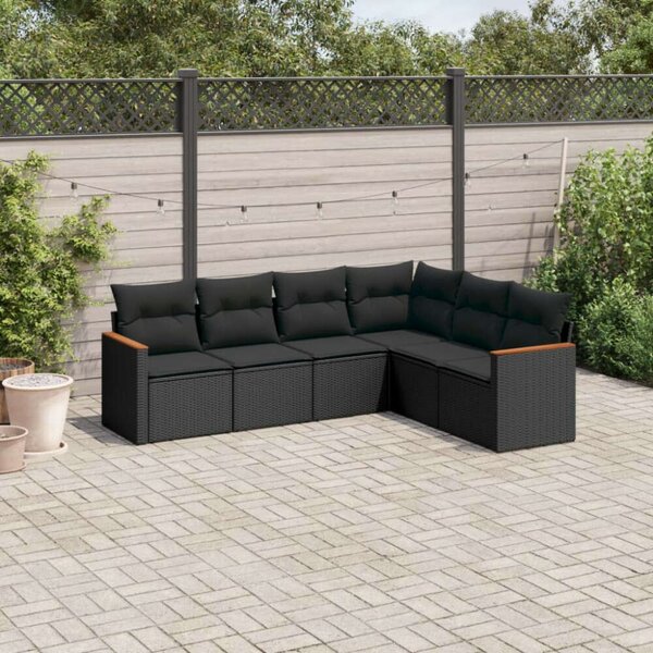 VidaXL Polyrattan Kerti Ülőgarnitúra - 6 részes - Fekete