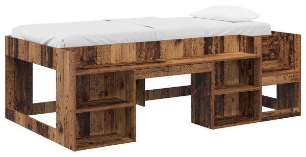 VidaXL Gyerekágy keret tárolóval Antik Fa 90 x 200 cm Szerelt Fa