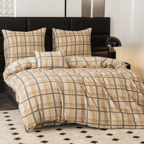 Mikroplüss ágyneműhuzat PLAID krémszínű Ágyneműhuzat mérete: 2 db 70 x 90 cm | 200 x 220 cm