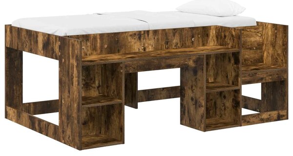 VidaXL Gyerekágy keret tárolóval Füstös Tölgy 80 x 160 cm Szerelt Fa