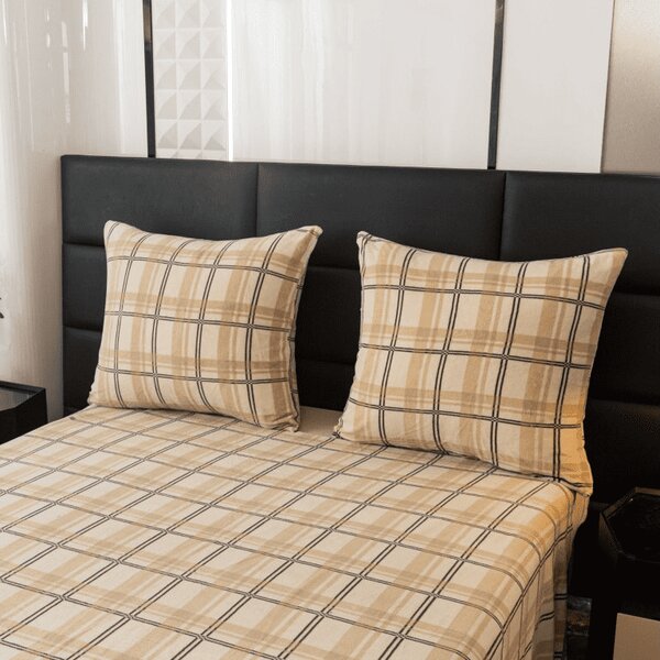 Mikroplüss ágyneműhuzat PLAID krémszínű Ágyneműhuzat mérete: 2 db 70 x 90 cm | 200 x 220 cm
